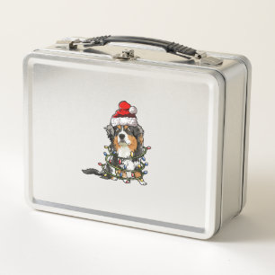 Niedlich Australian Shepherd Santa Christmas Tree Metall Brotdose