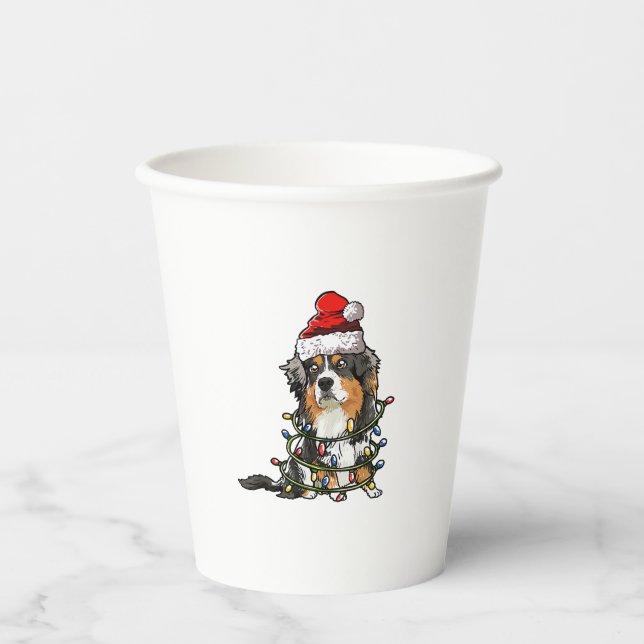 Niedlich Australian Shepherd Santa Christmas Tree  Pappbecher (Vorderseite)