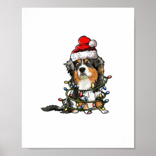 Niedlich Australian Shepherd Santa Christmas Tree  Poster