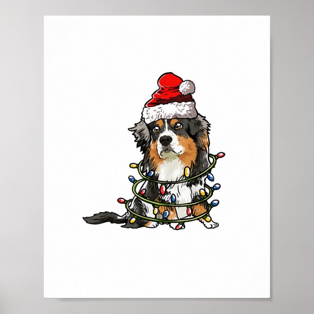 Niedlich Australian Shepherd Santa Christmas Tree  Poster (Vorne)