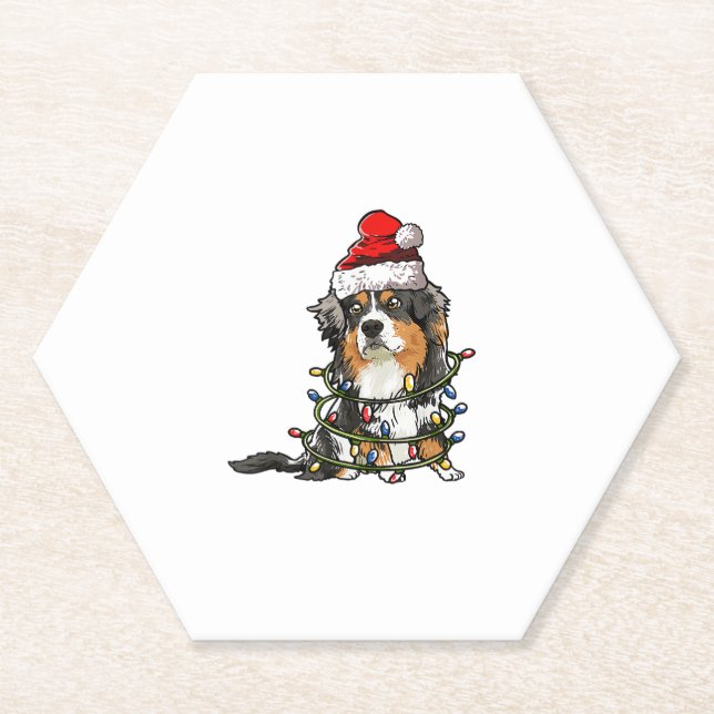 Niedlich Australian Shepherd Santa Christmas Tree  Untersetzer (Vorderseite)