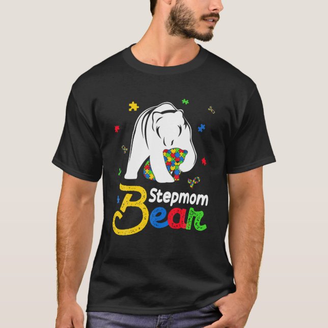 Niedlich Autismus Bewusstsein Stepmutterbär Famili T-Shirt (Vorderseite)