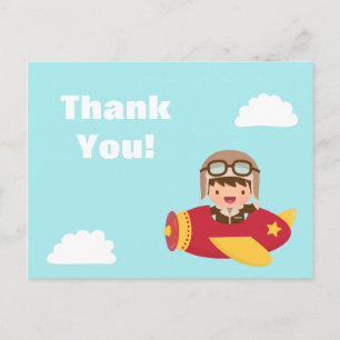 Niedlich Aviator Boy Airplane Vielen Dank für Ihre Postkarte