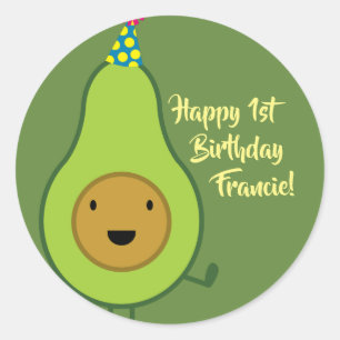 Niedlich Avocado 1 Geburtstag Sticker Siegel