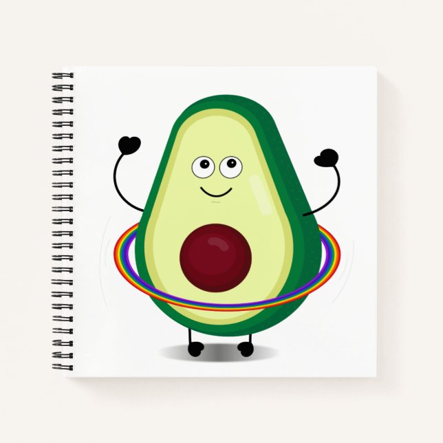Niedlich Avocado Cartoon Hula Hoop Spiral Notizbuch (Vorderseite)