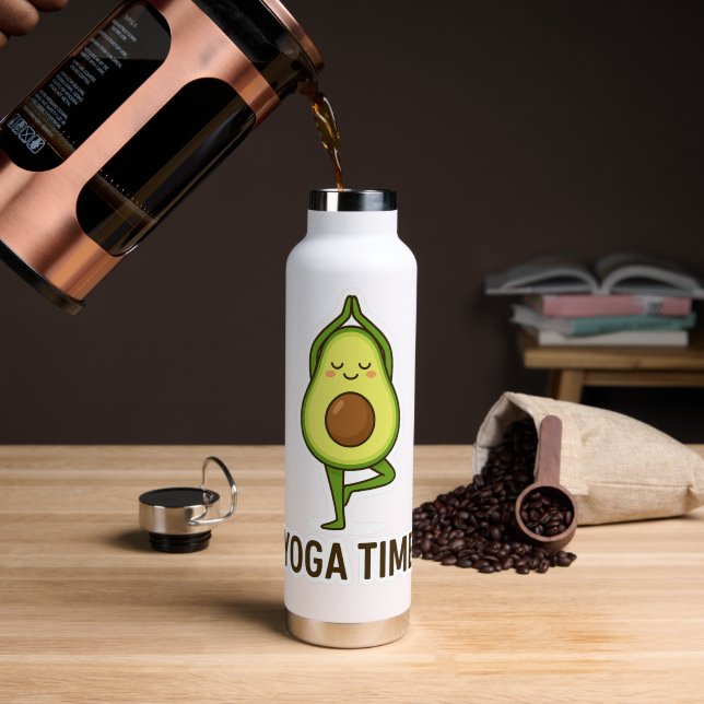 Niedlich Avocado Doing Yoga Sticker Trinkflasche (Kaffee (gedreht))