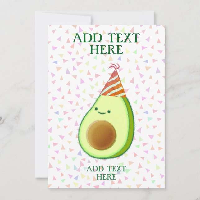 Niedlich Avocado Geburtstag Einladung (Vorderseite)