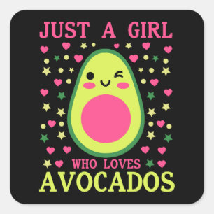 Niedlich Avocado Girl Quadratischer Aufkleber