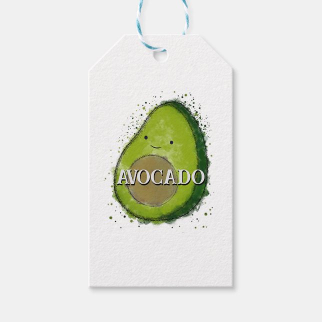 Niedlich Avocado Watercolor Geschenkanhänger (Vorderseite)