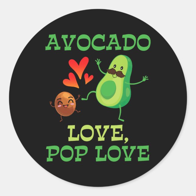 Niedlich Avocados Tanzen Together Avocado Liebe Po Runder Aufkleber (Vorderseite)