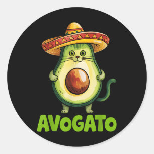 Niedlich Avogato Sombrero Cat Funny Cinco De Mayo Runder Aufkleber