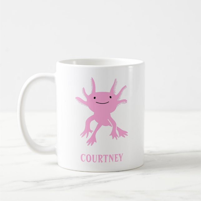 Niedlich Axolotl Pink Salamander Personalisiert Kaffeetasse (Links)