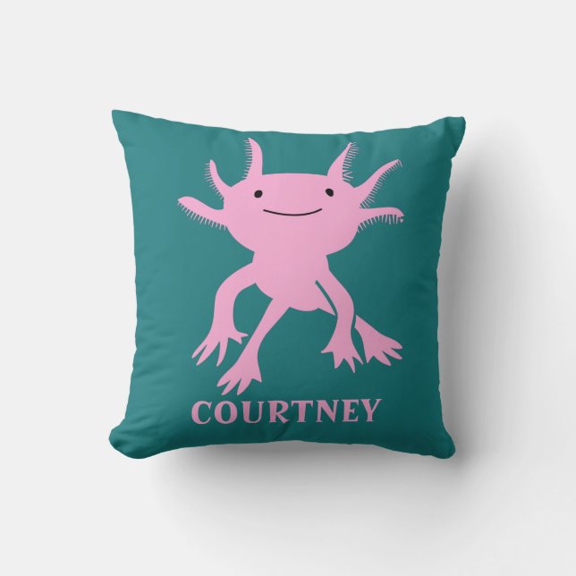Niedlich Axolotl Pink Salamander Personalisiert Kissen (Vorderseite)