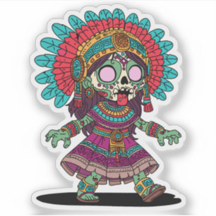 Niedlich Aztec Zombie Aufkleber