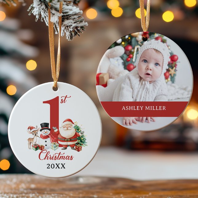 Niedlich Baby 1. Weihnachtsfest Foto Keramik Ornament (Von Creator hochgeladen)