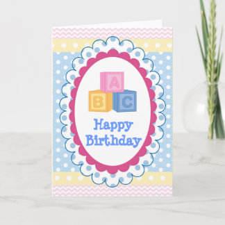 Niedlich Baby ABC Punkt Geburtstag Karte