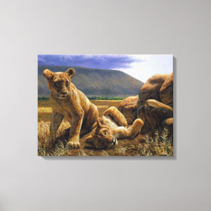 Niedlich Baby African Lion Cubs Leinwanddruck