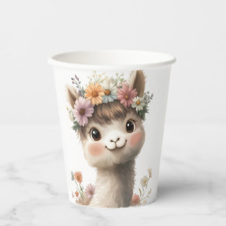 Niedlich Baby Alpaca Girl Paper Cups Pappbecher