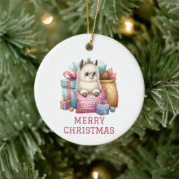 Niedlich Baby Alpaca Weihnachten Keramik Ornament