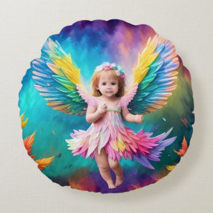 Niedlich Baby Angel Wings Art-38424 Rundes Kissen