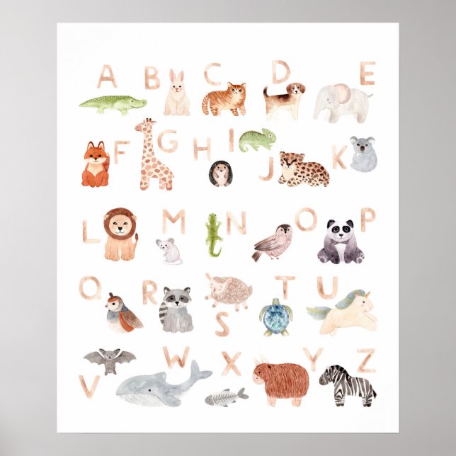 Niedlich Baby Animal Alphabet Poster (Vorne)