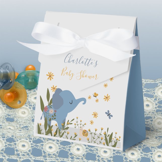 Niedlich Baby Animals Floral Baby Dusche Geschenkschachtel (Cute Wild Animal Elephant Giraffe Baby Shower Favor Boxes ©Susanne Sachers - Sunny Mind Design 🌞)