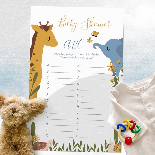 Niedlich Baby Animals Floral Baby Shower ABC Game (Cute Wild Animals Floral Baby Shower ABC Game ©Susanne Sachers - Sunny Mind Design 🌞)