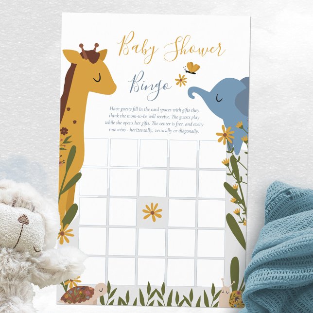 Niedlich Baby Animals Floral Baby Shower Bingo Gam (Wild Animals Floral Baby Shower Bingo Game ©Susanne Sachers - Sunny Mind Design 🌞)