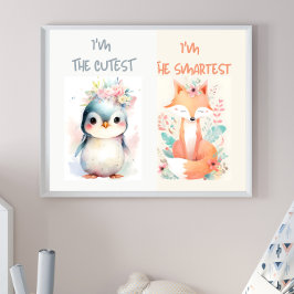 Niedlich Baby Animals Funny kids Kinderzimmer Fox  Poster