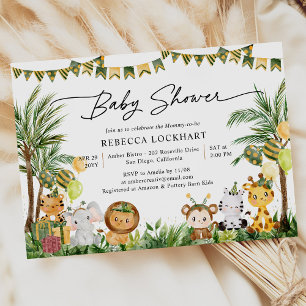 Niedlich Baby Animals Jungle Safari Baby Dusche Einladung