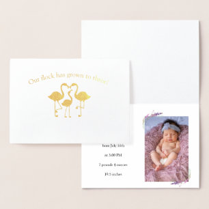 Niedlich Baby Announcement Flamingo Flock Folienkarte