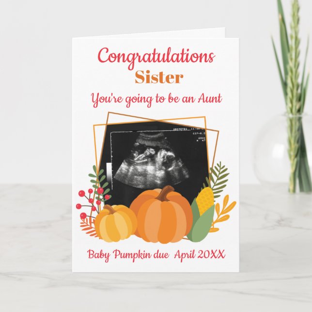 Niedlich Baby Announcement Scan Pumpkin Gratulatio Karte (Vorderseite)