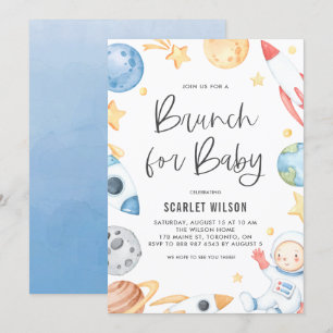 Niedlich Baby Astronaut Space Theme Brunch für Bab Einladung