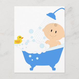 Niedlich Baby-Badewanne Einladungspostkarte
