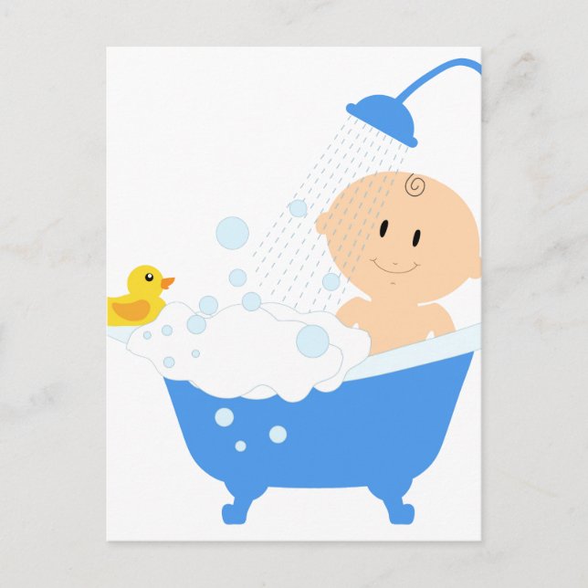 Niedlich Baby-Badewanne Einladungspostkarte (Vorderseite)