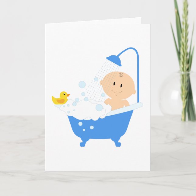 Niedlich Baby-Badewanne Karte (Vorderseite)