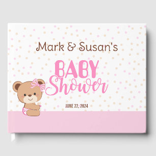 Niedlich Baby Bear Baby Shower Guest Book - Girl Gästebuch