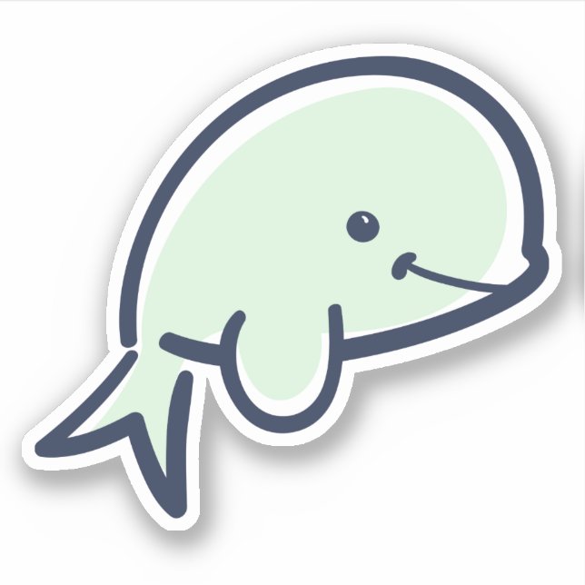 Niedlich Baby Beluga Whale Cartoon Scrapbook Aufkleber (Vorderseite)