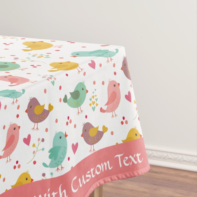Niedlich Baby Bird Herz Rosa Aquamarin Lila Person Tischdecke (Beispiel)
