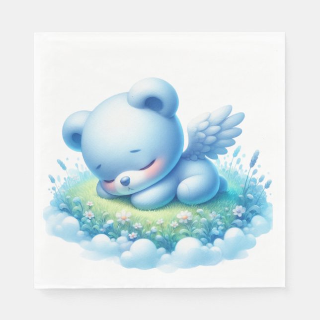 NIEDLICH BABY BLAUE BOY TEDDY BAR SLEEPING SERVIETTE (Vorderseite)