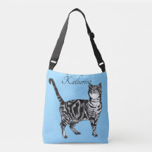 Niedlich Baby Blue Girls Tabby Katzen Handtasche