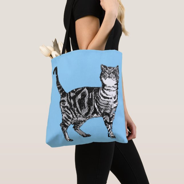 Niedlich Baby Blue Girls Tabby Katzen Tote Beutel Tasche (Von Nahem)