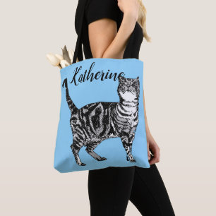 Niedlich Baby Blue Girls Tabby Katzen Tote Beutel Tasche