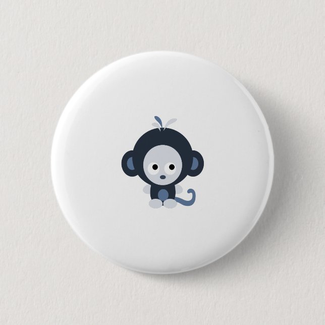 Niedlich Baby Blue Monkey Button (Vorderseite)