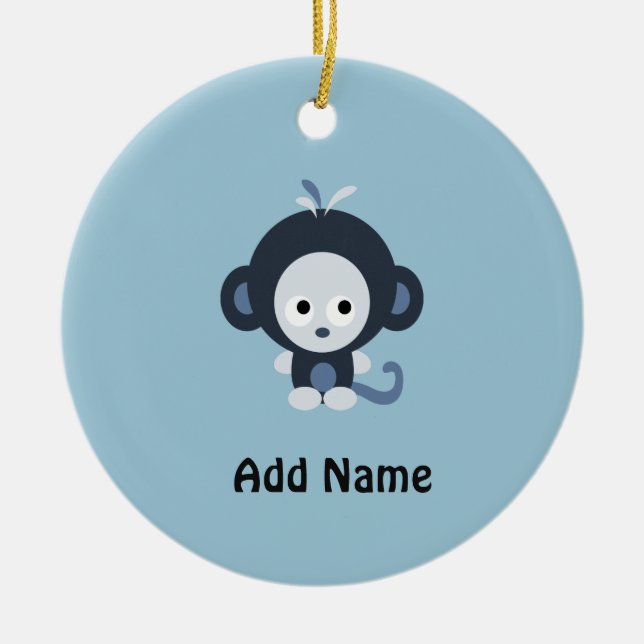 Niedlich Baby Blue Monkey Keramikornament (Vorne)