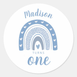 Niedlich Baby Blue Rainbow Boho Runder Aufkleber