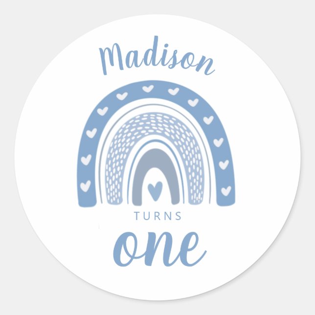 Niedlich Baby Blue Rainbow Boho Runder Aufkleber (Vorderseite)