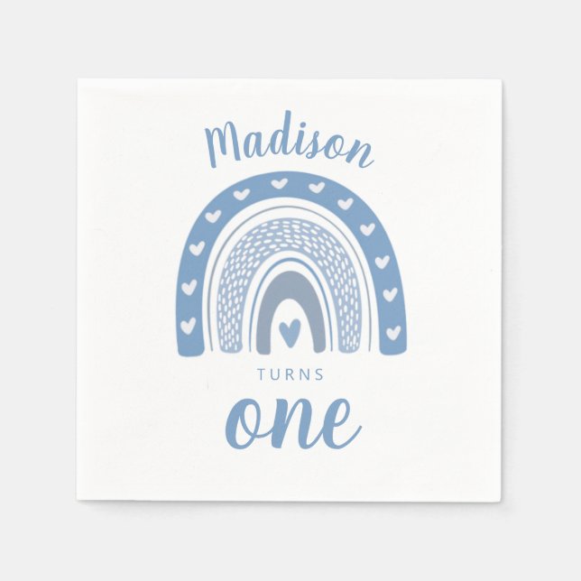 Niedlich Baby Blue Rainbow Boho Serviette (Vorderseite)