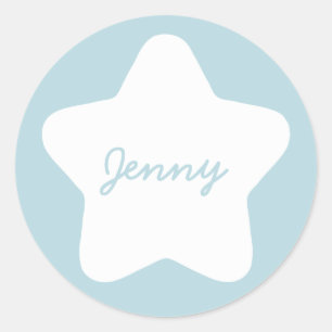 Niedlich Baby Blue Star Individuelle Name Sticker