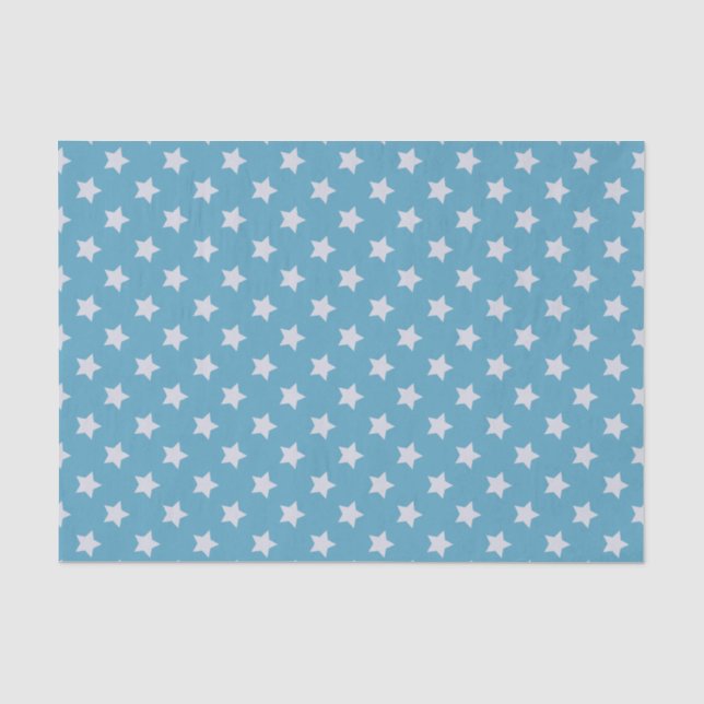 Niedlich Baby Blue Star Light Gray Repeat Muster Seidenpapier (Vorderseite)